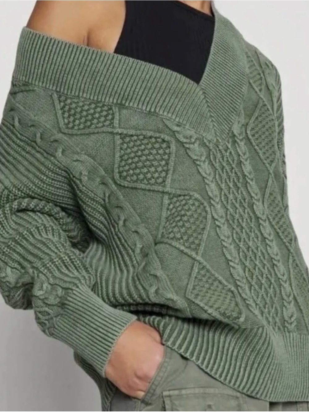 Aerie Vneck Cable Sweater